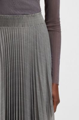 Jupe pliss&eacute;e en tulle avec doublure, Gris