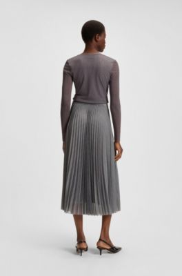 Lined skirt in pliss&eacute; tulle, Grey