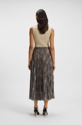 Lined skirt in pliss&eacute; tulle, Patterned