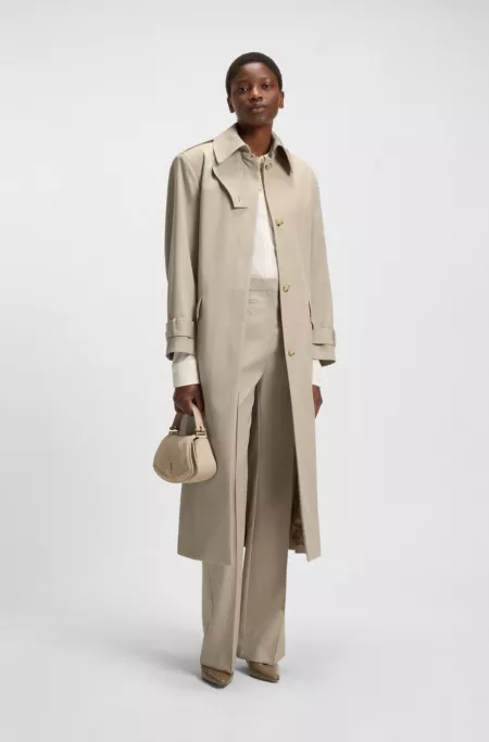 Virgin-wool trench coat with belt