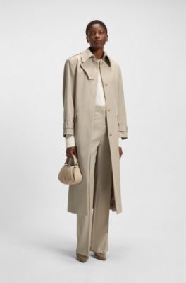 Virgin-wool trench coat with belt, Light Beige