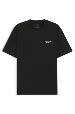 Camiseta Porsche x BOSS de algod&oacute;n mercerizado con ilustraci&oacute;n de Targa, Negro