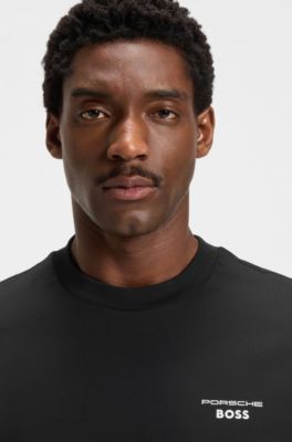 T-shirt Porsche&nbsp;x&nbsp;BOSS en coton merceris&eacute; &agrave; motif artistique Targa, Noir