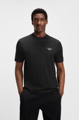 T-shirt Porsche&nbsp;x&nbsp;BOSS en coton merceris&eacute; &agrave; motif artistique Targa, Noir