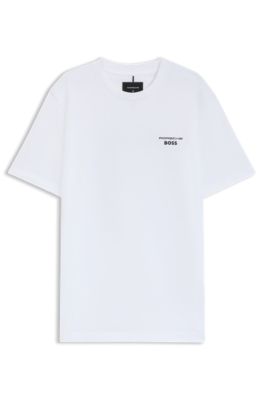 Camiseta Porsche x BOSS de algod&oacute;n mercerizado con ilustraci&oacute;n de Targa, Blanco