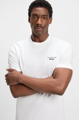 Porsche x BOSS Targa-artwork T-shirt in mercerised cotton, White