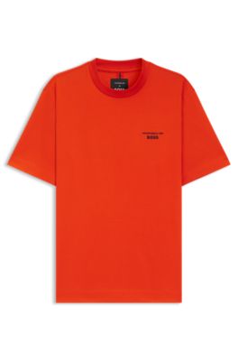 T-shirt Porsche&nbsp;x&nbsp;BOSS en coton merceris&eacute; &agrave; motif artistique Targa, Orange fonc&eacute;