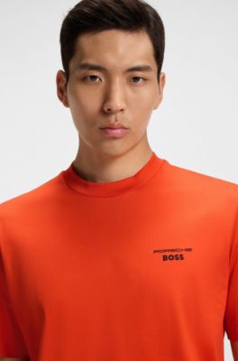 Camiseta Porsche x BOSS de algod&oacute;n mercerizado con ilustraci&oacute;n de Targa, Naranja oscuro