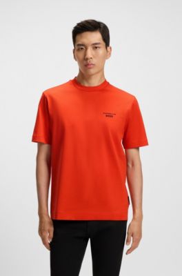 Camiseta Porsche x BOSS de algod&oacute;n mercerizado con ilustraci&oacute;n de Targa, Naranja oscuro