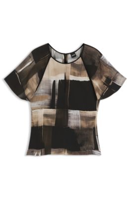 Regular-fit blouse with modern print, Patterned