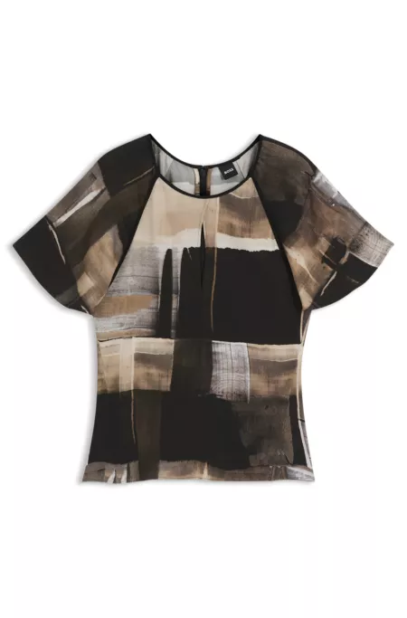 Regular-fit blouse with modern print