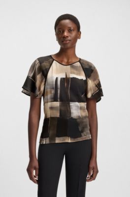 Regular-fit blouse with modern print, Patterned