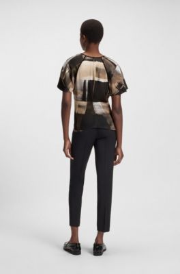 Regular-fit blouse with modern print, Patterned