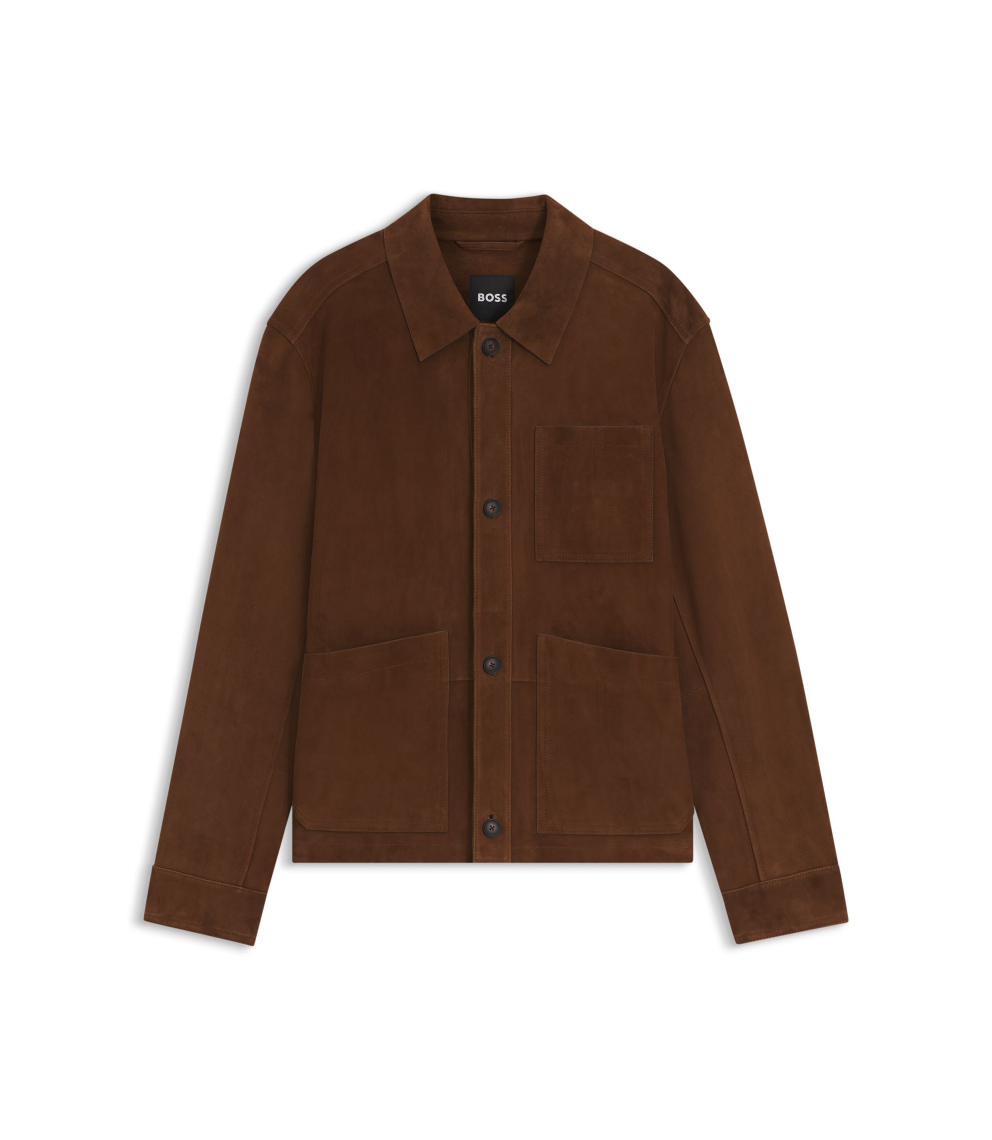 BOSS - Nappalan-suede jacket in a regular fit - Brown