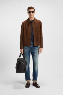 Nappalan-suede jacket in a regular fit, Brown