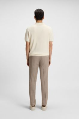 Jersey estilo polo de algod&oacute;n y seda, Blanco