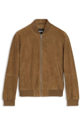 Chaqueta regular fit de ante, Caqui
