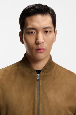 Regular-fit jacket in suede, Khaki