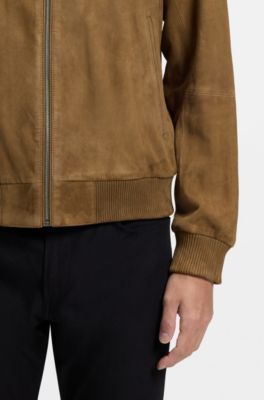 Regular-fit jacket in suede, Khaki