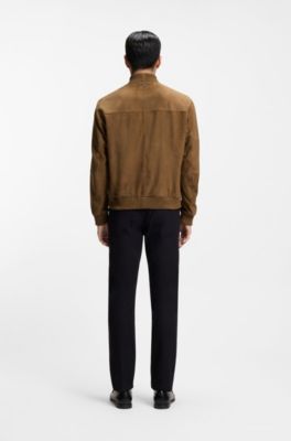 Regular-fit jacket in suede, Khaki