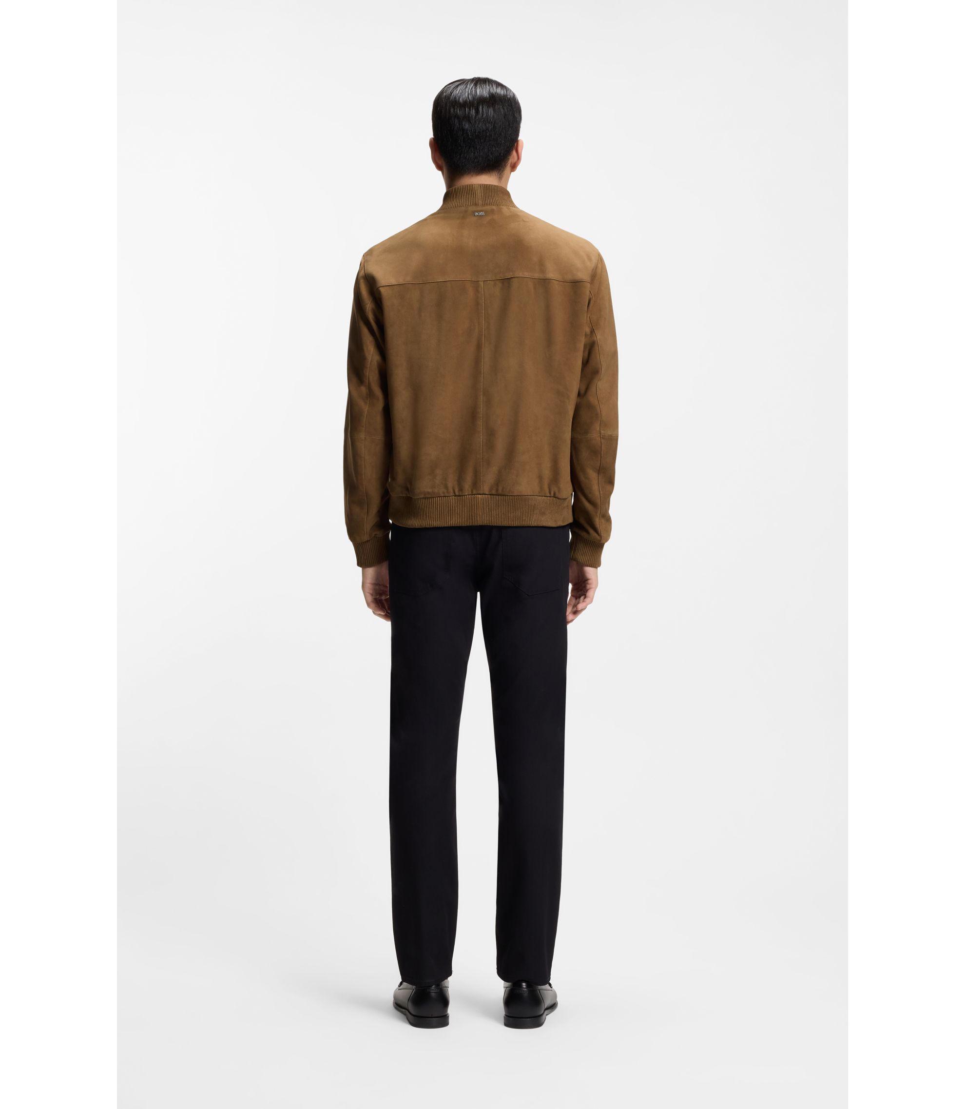BOSS - Regular-fit jacket in suede - Khaki
