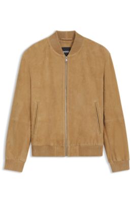 Regular-fit jacket in suede, Beige