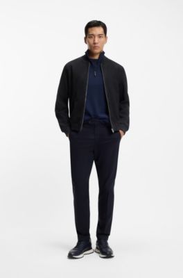 Veste Regular en cuir su&eacute;d&eacute;, Bleu fonc&eacute;