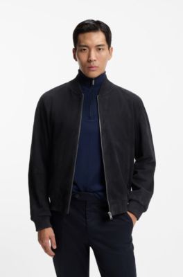 Regular-fit jacket in suede, Dark Blue