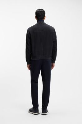 Chaqueta regular fit de ante, Azul oscuro