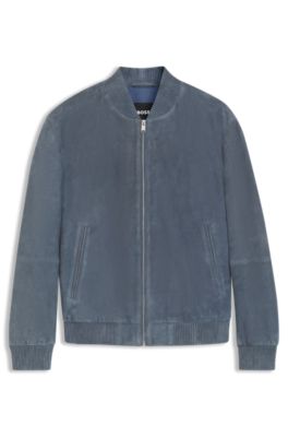 Veste Regular en cuir su&eacute;d&eacute;, bleu clair