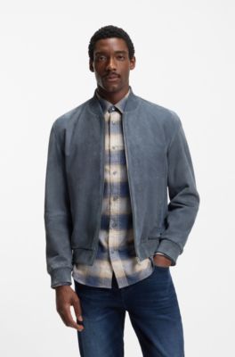 Regular-fit jacket in suede, Light Blue