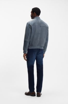 Chaqueta regular fit de ante, Celeste