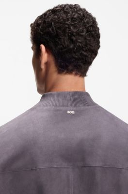Veste Regular en cuir su&eacute;d&eacute;, Lilas