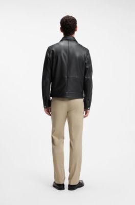 Leather jacket in a regular fit, Black