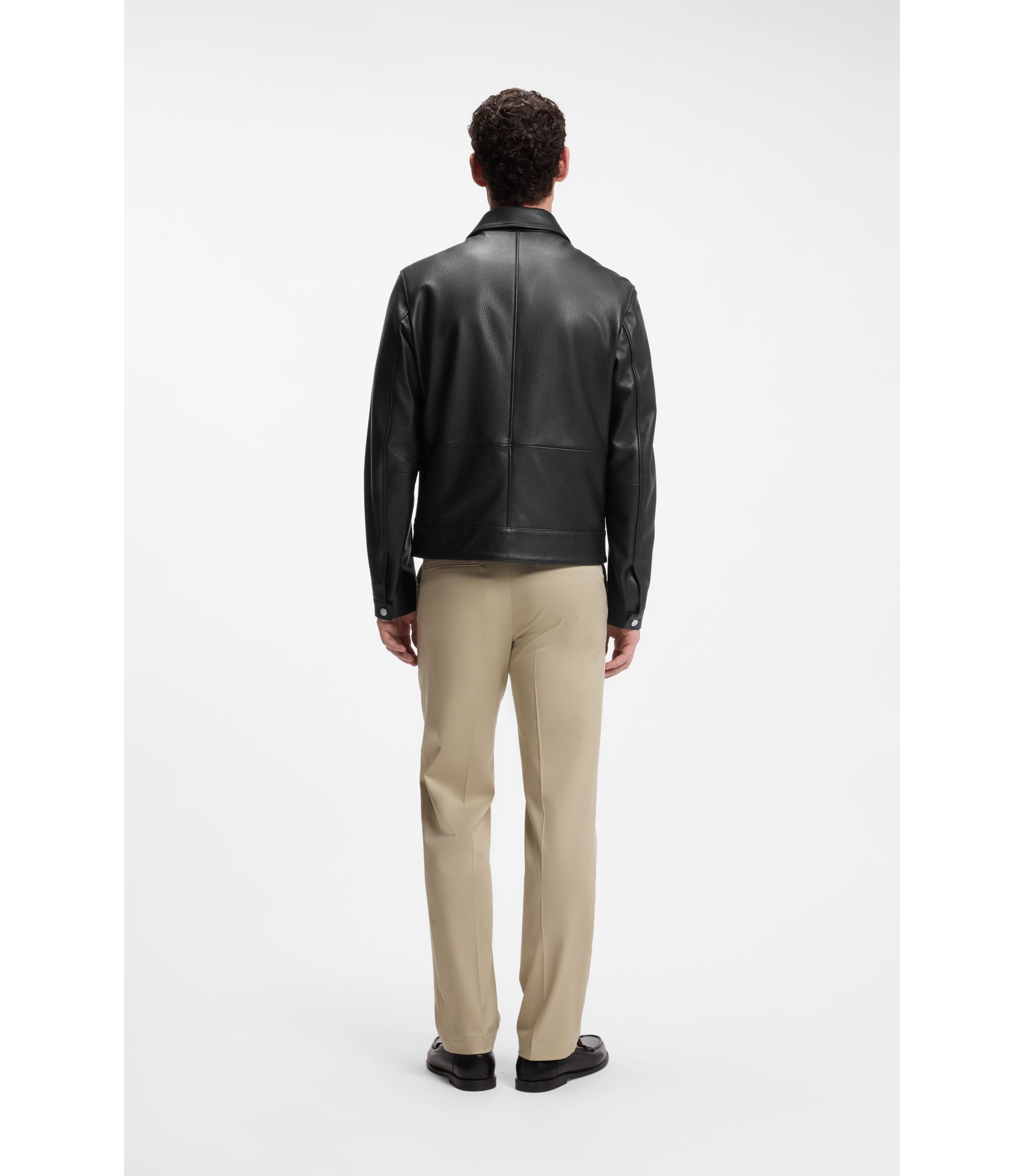 BOSS - Leather jacket in a regular fit - Black