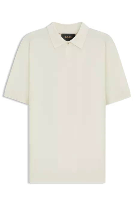 Knit polo sweater in virgin wool