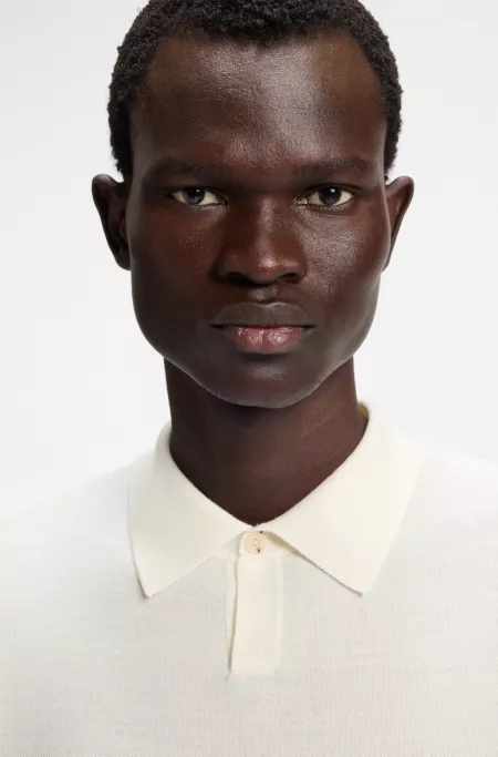 Knit polo sweater in virgin wool