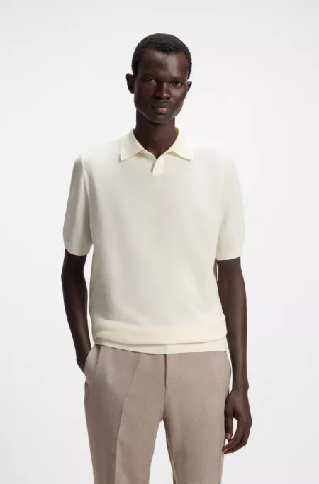 Knit polo sweater in virgin wool