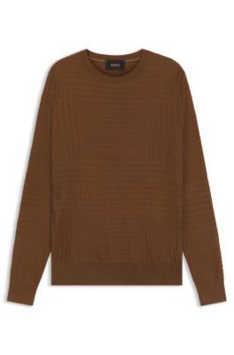 Jersey de seda con estructura de cuadros Pr&iacute;ncipe de Gales, Marr&oacute;n