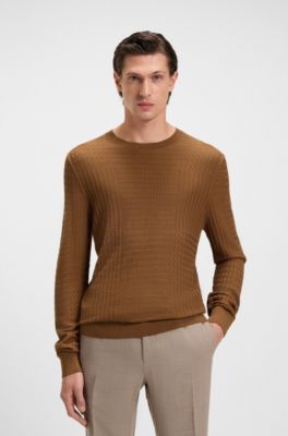 Jersey de seda con estructura de cuadros Pr&iacute;ncipe de Gales, Marr&oacute;n