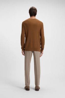 Silk sweater with Prince of Wales check structure, Brown