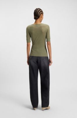 Button-placket top in a cotton blend, Dark Grey
