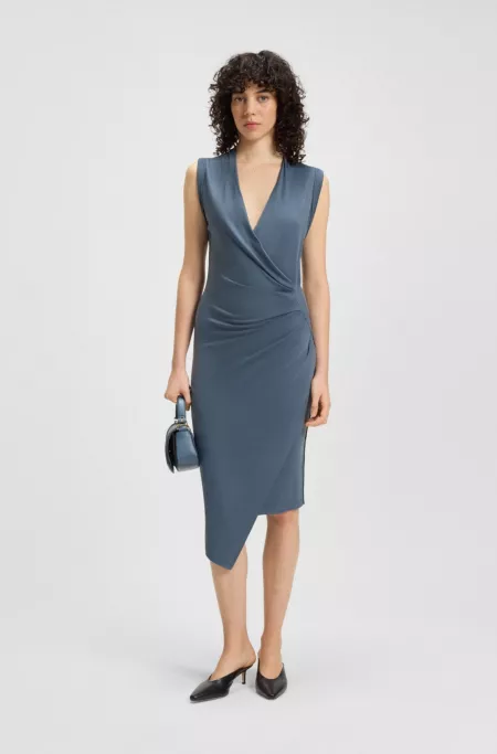 Gathered-detail dress with wrap front