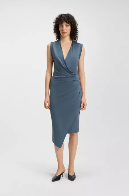 Gathered-detail dress with wrap front
