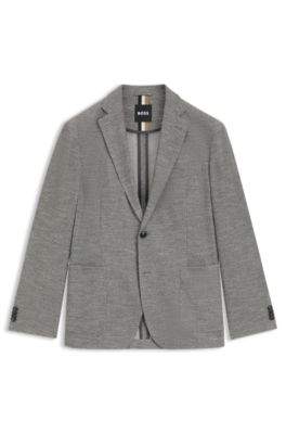 Americana slim fit en tejido el&aacute;stico con microestampado, Gris