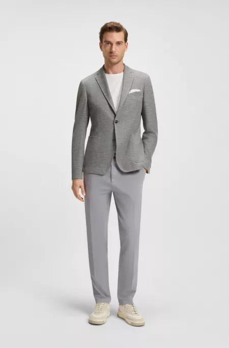 Slim-fit suit jacket in micro-patterned stretch fabric
