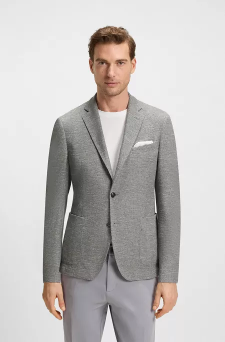Slim-fit suit jacket in micro-patterned stretch fabric