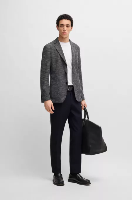 Slim-fit suit jacket in micro-patterned stretch fabric