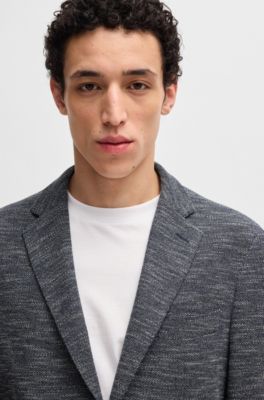 Americana slim fit en tejido el&aacute;stico con microestampado, Azul oscuro