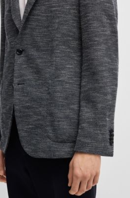 Americana slim fit en tejido el&aacute;stico con microestampado, Azul oscuro